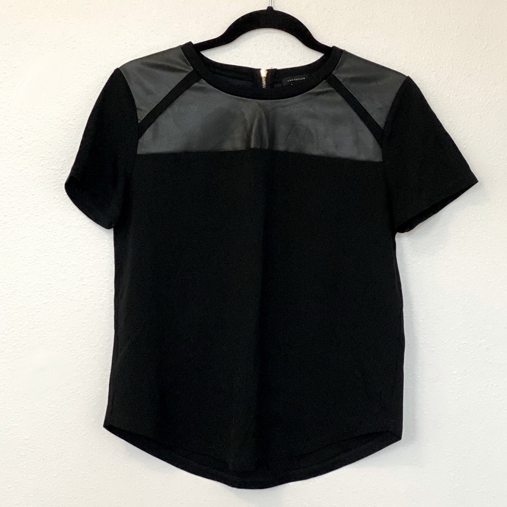 🌵 Ann Taylor Faux Leather Short Sleeve Size XS